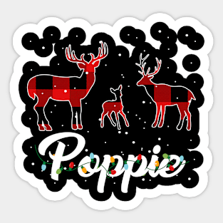 Poppie Reindeer Plaid Pajama Shirt Family Christmas Sticker